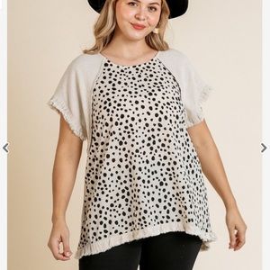 BOUTIQUE UMGEE DALMATIAN PRINT SHORT SLEEVE TOP